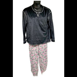 Comfort Code Women's Sueded Microfleece Pj Set Black - Regular